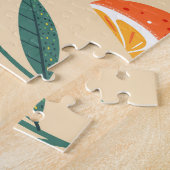 シームレスなオレンジパターン、抽象芸術ヴィンテージアート。 ジグソーパズル (側面)