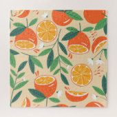 シームレスなオレンジパターン、抽象芸術ヴィンテージアート。 ジグソーパズル (横)