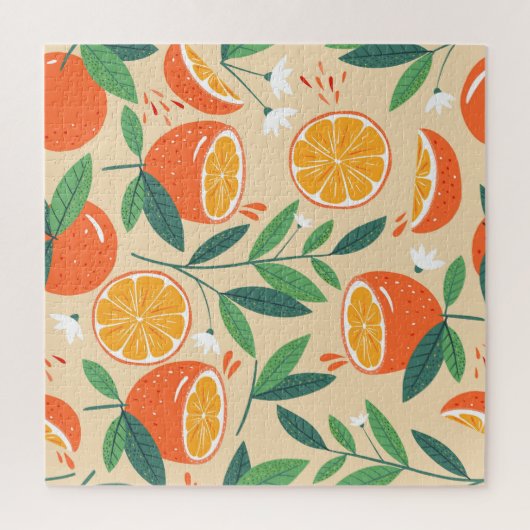 シームレスなオレンジパターン、抽象芸術ヴィンテージアート。 ジグソーパズル (縦)