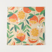 シームレスなオレンジパターン、抽象芸術ヴィンテージアート。 タペストリー (正面(横))