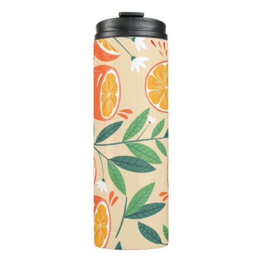 シームレスなオレンジパターン、抽象芸術ヴィンテージアート。 タンブラー (正面)