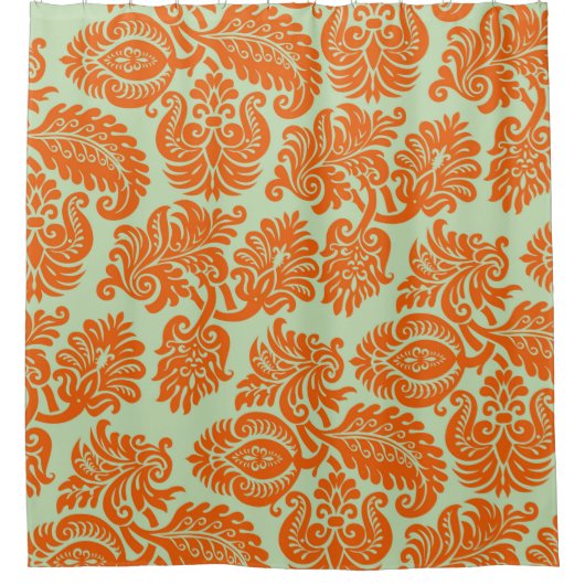 シームレスなオレンジ色の背景テクスチャ シャワーカーテン (正面)