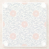 シームレスなオレンジ色の花の花柄 ガラスコースター (裏面)