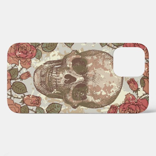 シームレスなオーナメントをレトロスタイルでスカル Case-Mate iPhoneケース (裏面 (横))