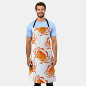 シームレスなカニの模様 エプロン (着用した状態)