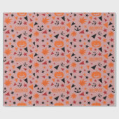 シームレスなカボチャ、星、および離れハロウィンンラップ ラッピングペーパー (フラット)