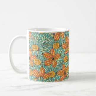 シームレスなカラフルの花柄デザイン コーヒーマグカップ