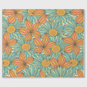 シームレスなカラフルの花柄デザイン ラッピングペーパー (フラット)