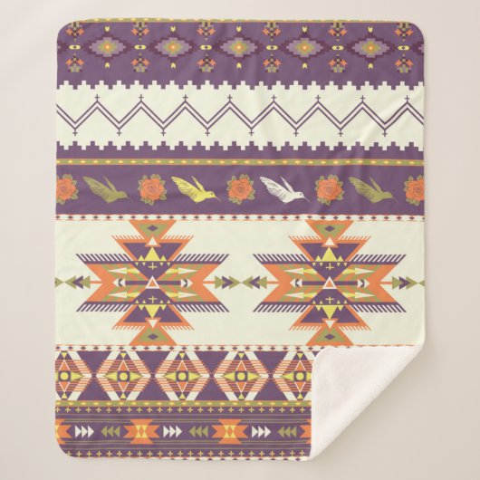 シームレスなカラフルアステカパターン シェルパブランケット (正面)