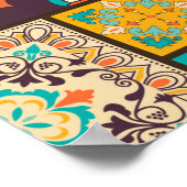 シームレスなカラフルパッチワークのタイルとイスラム教， Arabi ポスター (角)