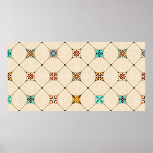 シームレスなカラフルパッチワークのタイルとイスラム教, Arabi ポスター (正面)