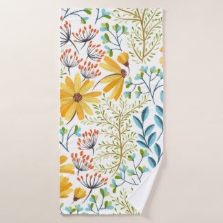 シームレスなカラフルフローラ背景パターン。 バスタオル