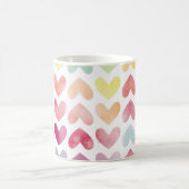 シームレスなカラフル水色絵を描ハート コーヒーマグカップ (中央)
