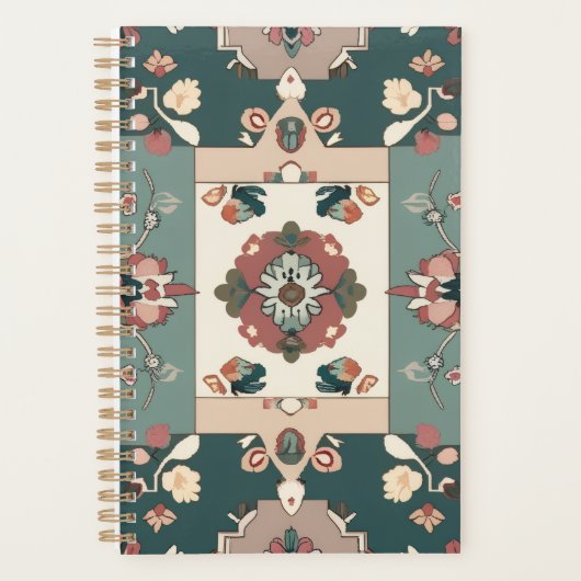 シームレスなカーペットノートインスパイアのジオメトリック(&フローラ) プランナー手帳 (正面)
