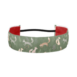 シームレスなキツネ冬の枝と葉パターン アスレチックヘッドバンド