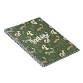 シームレスなキツネ冬の枝と葉パターン ノートブック (右側)