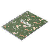 シームレスなキツネ冬の枝と葉パターン ノートブック (左側)