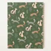 シームレスなキツネ冬の枝と葉パターン プランナー手帳 (裏面)