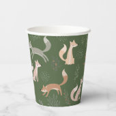 シームレスなキツネ冬の枝葉と 紙コップ (裏面)