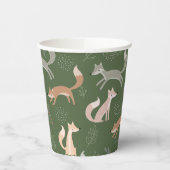 シームレスなキツネ冬の枝葉と 紙コップ (左)