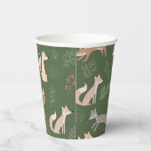 シームレスなキツネ冬の枝葉と 紙コップ (右)