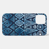 シームレスなクラシックブルー民族パターン Case-Mate iPhoneケース (裏面 (横))