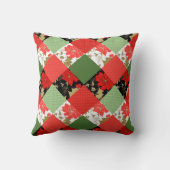 シームレスなクリスマスのパッチワークのパッチのパターン クッション (裏面)