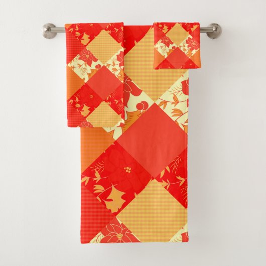 シームレスなクリスマスのパッチワークのパッチのパターン バスタオルセット (インサイチュ)