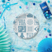 シームレスなクリスマスの冬のパッチワーク雪の結晶ピン ペーパープレート (パーティー)