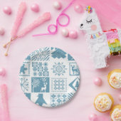 シームレスなクリスマスの冬のパッチワーク雪の結晶ピン ペーパープレート (パーティー)