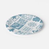 シームレスなクリスマスの冬のパッチワーク雪の結晶ピン ペーパープレート (アングル)