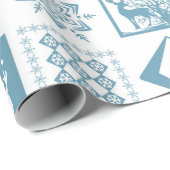 シームレスなクリスマスの冬のパッチワーク雪の結晶ピン ラッピングペーパー (ロールコーナー)