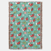 シームレスなクリスマスパターン。靴下、木、バウアー、 スローブランケット (正面縦)