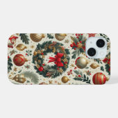 シームレスなクリスマス装飾 iPhone 15ケース (裏面横)