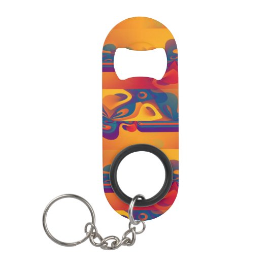 シームレスなグラフィックデザイン – 黄色の赤I キーホルダー栓抜き (正面)