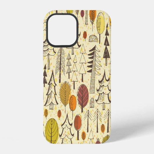 シームレスなグラフィックパターンの秋の森 iPhoneケース (裏面)