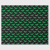 シームレスなグリーンフォイルとブラックこうもりハロウィーン ラッピングペーパー (フラット)