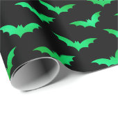シームレスなグリーンフォイルとブラックこうもりハロウィーン ラッピングペーパー (ロールコーナー)