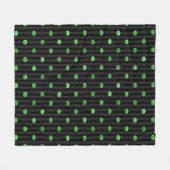 シームレスなグリーンフォイルのカボチャストライプ&ハロウィン フリースブランケット (正面(横))