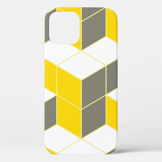 シームレスなグレーと黄色の等角投影キュービカルト Case-Mate iPhoneケース (裏面)