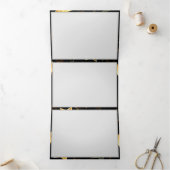 シームレスなゴールドの星のパターン 三つ折り招待状 (内部)