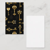 シームレスなゴールドの鍵のパターン ノートカード (正面/裏面)