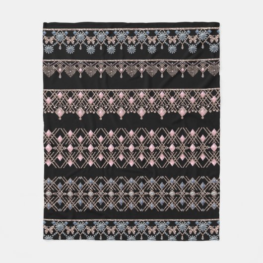 シームレスなジュエリービーズ結晶グリッターシャインsequ フリースブランケット (正面)