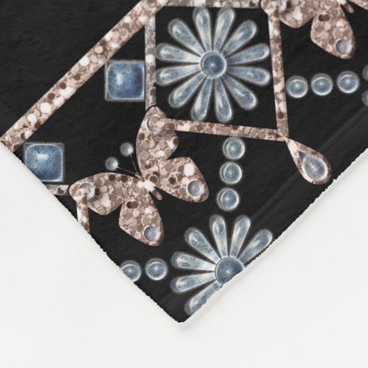 シームレスなジュエリービーズ結晶グリッターシャインsequ フリースブランケット (角)