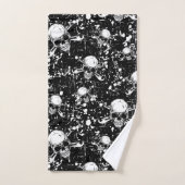 シームレスなスカル背景 バスタオルセット (ハンドタオル)