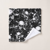 シームレスなスカル背景 バスタオルセット (ウォッシュタオル)