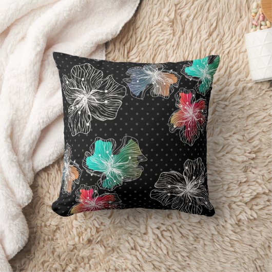 シームレスなスケッチされた折り付き花の抽象芸術モダンパ クッション (ブランケット)