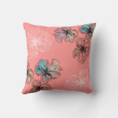 シームレスなスケッチされた折り付き花の抽象芸術モダンパ クッション (裏面)