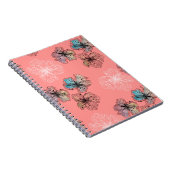 シームレスなスケッチされた折り付き花の抽象芸術モダンパ ノートブック (右側)