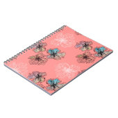 シームレスなスケッチされた折り付き花の抽象芸術モダンパ ノートブック (左側)